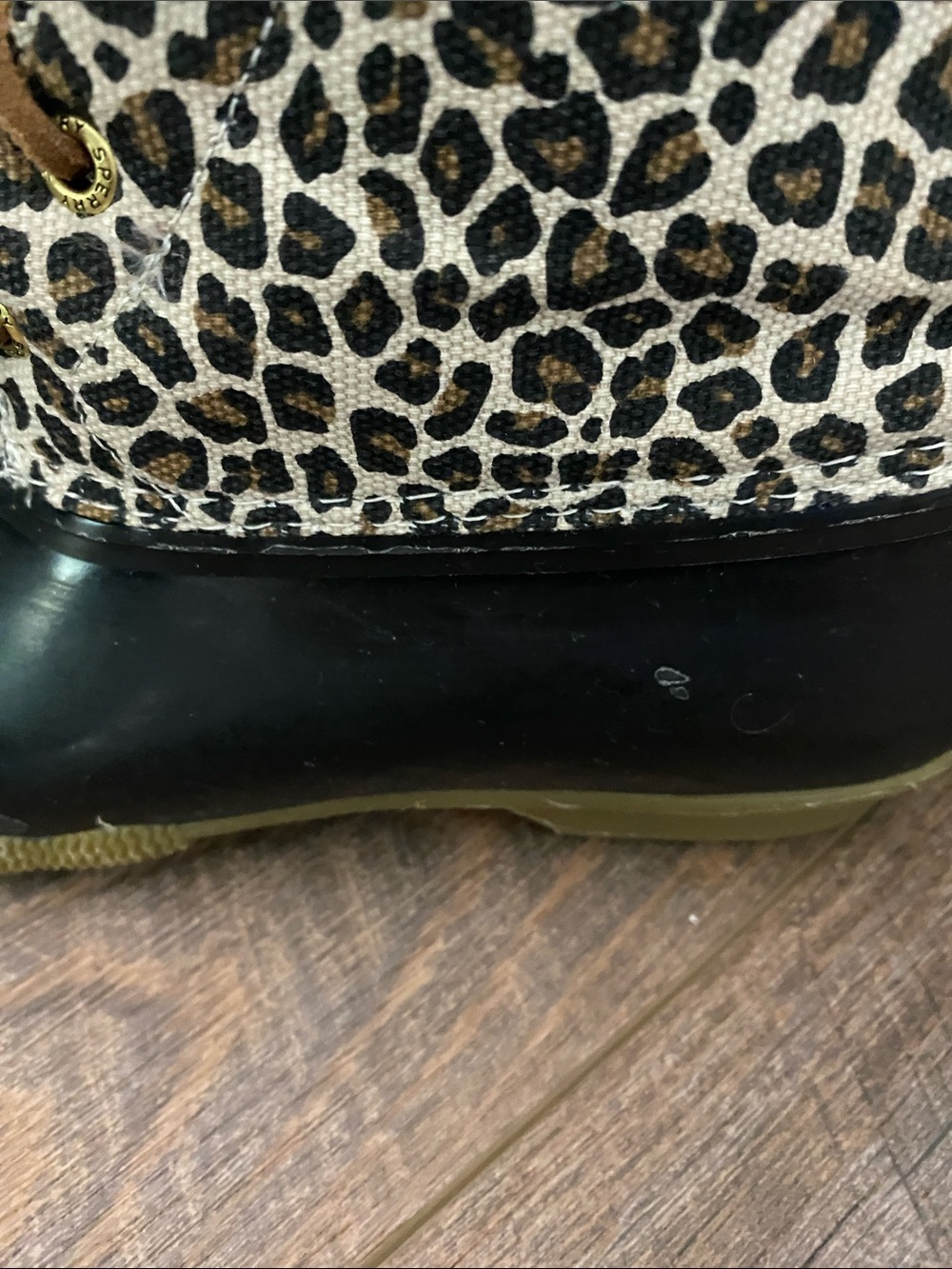 Sperry Leopard-Print Duck Boots with Black Rubber Lower - Picture 6 of 6